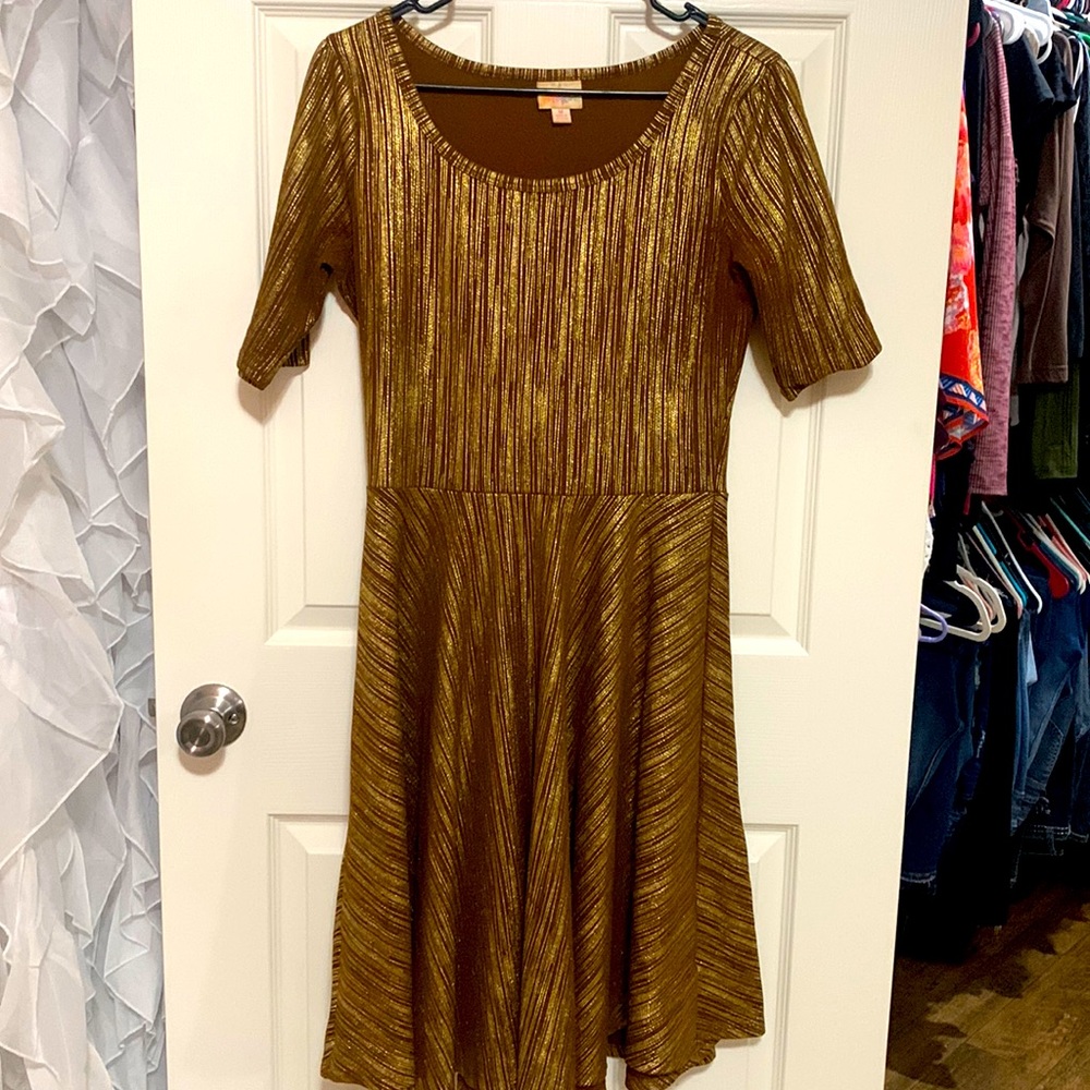 Brown and gold stretchy lularoe dress